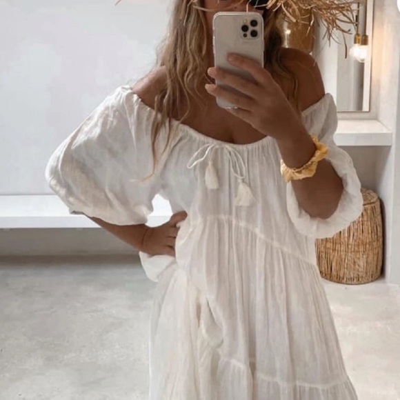 Spell White Off-Shoulder Dress - Picture 1 of 9